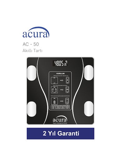Acura Ac-50 Ce Onaylı Yağ, Su, Kas Ve Kilo Ölçer Akıllı Tartı