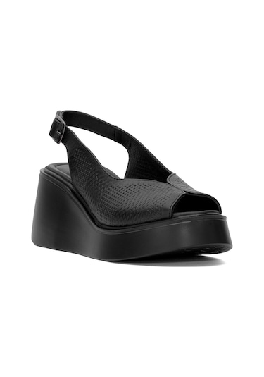 Pierre Cardin Pc-54587 Kadın Hakiki Deri Dolgu Topuk Sandalet Siyah Siyah