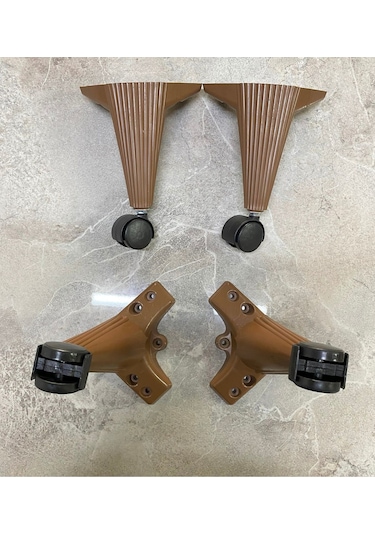 Tekerlekli Sehpa Masa Ayağı, Akıllı Sehpa Ayağı, Sihirli Sehpa Ayağı Ceviz 4 Adet 360 Derece 20 Cm T