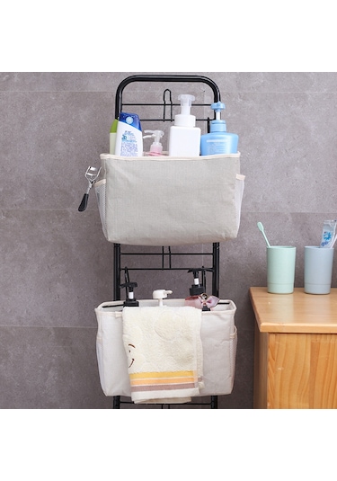 Teltree Yatak Başı Asma Çantası - Üst Kat Yatak Düzenleyici, Pratik Ve Dayanıklı Beyaz Kumaş Asılı Sepet