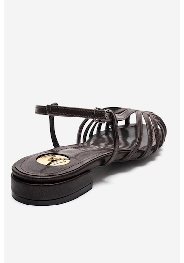 Luvishoes Lıss Kahverengi Cilt Kadın Sandalet Kahverengi