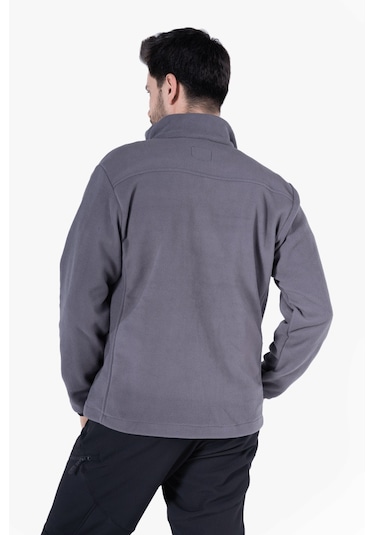 Polar Ceket Tam Fermuarlı 3 Cepli Gri