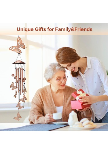 Geeroyoo El Yapımı Kelebekli Rüzgar Çanı - Dışarı/içeri Dekorasyon, Bahçe/ Balkon Aksesuarı, Doğa Melodisiyle Unutulmaz Hediye