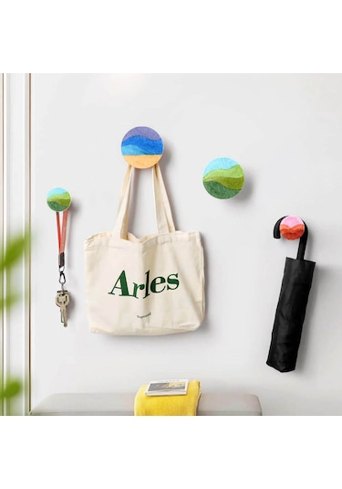 Cajuart Dörtlü Yuvarlak Rengarenk Ev Ofis Hol Duvar Askılık Beyaz