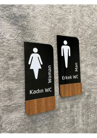 Timber Serisi Erkek Kadın Wc Set Yönlendirme Levhası