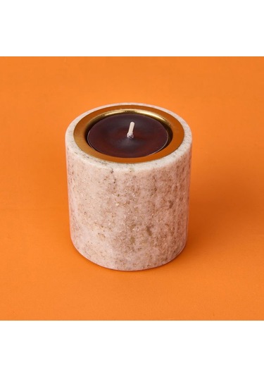 Kpm Marble Şamdan Mumluk - Bej - 6 Cm Bej
