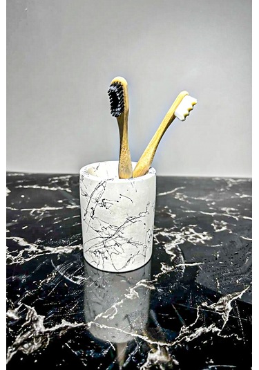 Betonmall Mermer Efekt Sıvı Sabunluk Seti Beyaz