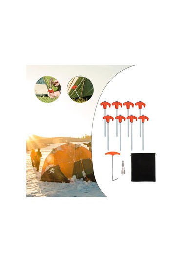 Suntek 8x Çadır Kazıkları Hafif Vida Mandalları Açık Hava Turuncu Ve Gümüş Turuncu - Gümüş
