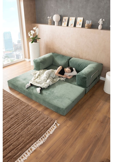 Good Night Legom Köşe Koltuk & Aktivite Yatağı & Uzanma Koltuğu Yeşil