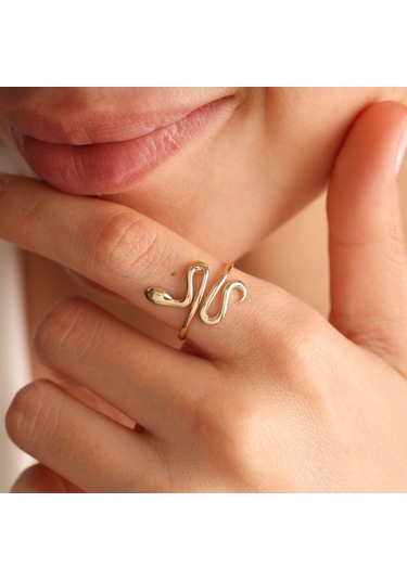 14 Ayar Altın Yılan Yüzük Emerald Classik T11139 Renkli