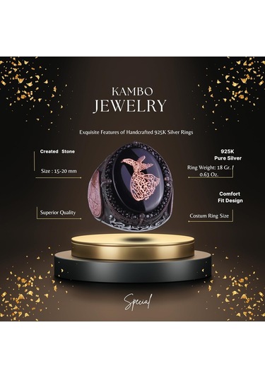 925 Ayar Gümüş El Yapımı Erkek Yüzük - Davut Yıldızı Yüzüğü Sema Töreni Gümüş