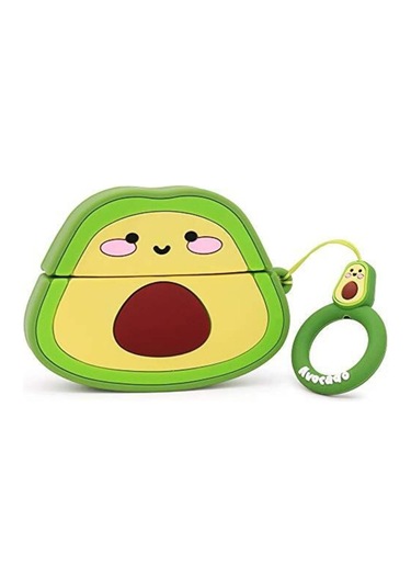 Apple Airpods Pro 3. Nesil 2025 Uyumlu Figürlü Silikon Kılıf Anahtarlıklı Kılıf Yeşil - Sarı