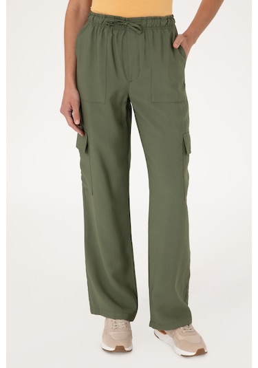 U.S. Polo Assn. Kadın Koyu Haki Cargofit Kanvas Pantolon 50309123-VR111