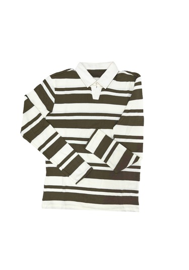 Fazra Erkek Polo Yaka Çizgili Triko Kazak 2025 Kahverengi