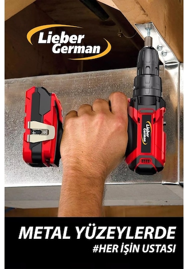 Lieber German V-Tec 1200 Li-Ion Darbeli Çift Akülü Sarjlı Vidalama Matkap