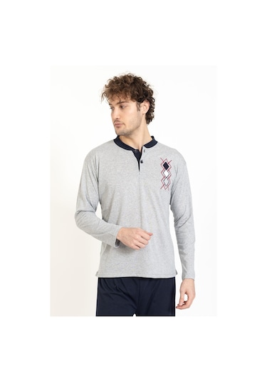 Erkek 2045 Uzun Kol Süprem Pijama Takımı Gri Gri