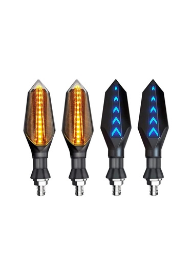 Adet 12v Evrensel Motosiklet Dönüş Sinyal Lambası Sinyal Lambası Amber Işıkları Çift Renkli 17 Led Mavi Amber Lamba
