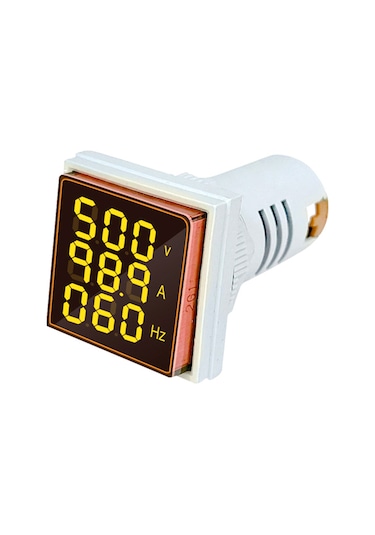 Reedark 3 Yönlü Ac Voltaj, Akım Ve Frekans Göstergesi - 22mm Kare Led Ekran 60-500v / 0-100a / 20-75hz
