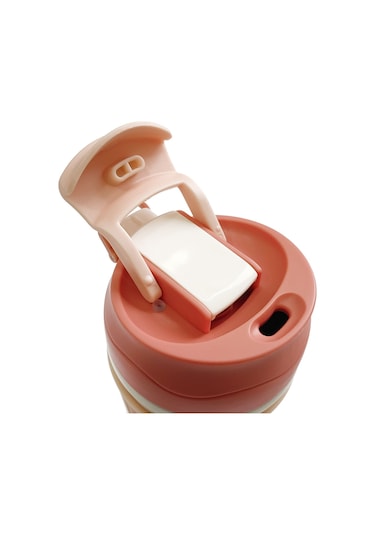 316 L Çelik Pembe 350 Ml Pipetli Soğuk Sıcak Kahve El Termos Mug Cin846pm Pembe