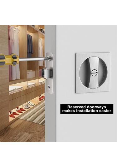 Nayomiglow Yatak/banyo Cep Kapı Kilidi, Saten Nikel Çağdaş Gizlilik Kare Cep Kapı Donanımı, Sürgülü Cep Kapı Mandalı