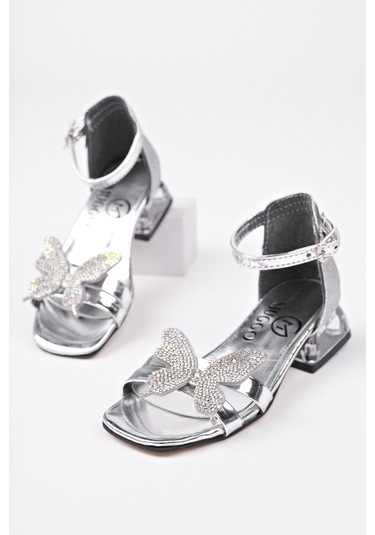 Muggo Lola Cırtlı Ve Simli Günlük Kız Çocuk Sandalet Gümüş