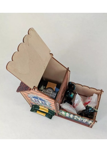 Woodiks Çay Evi Renkli Baskı Daire Şeklinde Yapılmıştır. 222574123 Bej