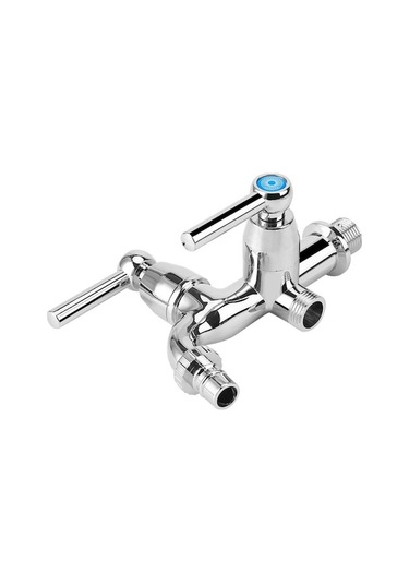 Bosphorusboutique02 Abs Çamaşır Makinesi Bataryası, Mutfak & Banyo Su Musluğu, Krom, Çift Çıkışlı, Düz Sap, G1/2 Bağlantılı Krom