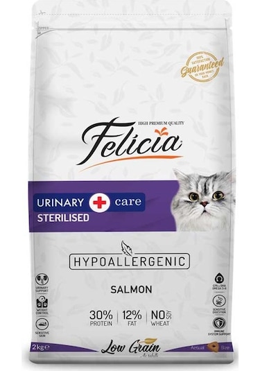 Felicia Light Sterilised Düşük Tahıllı Somonlu Kısırlaştırılmış Yetişkin Kedi Maması 2 x 2 KG
