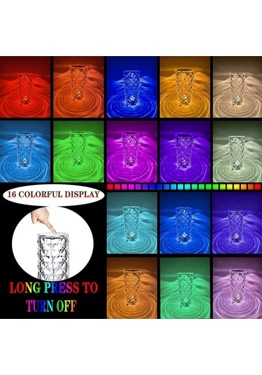 Big Rose Diamond Table Lamp Usb Charging Rgb Multi Colors Totch Lamp Kumandalı Kristal Dev Masa Lambası Rgb Renkli