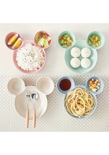 Çevre Dostu 4 Parça Mickey & Minnie Pipet Sofra Takımı - Paslanmaya Dayanıklı