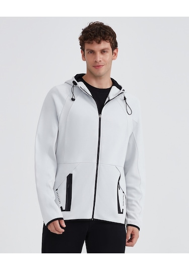 Skechers M 2Xı-Lock Full Zip Hoodie Sweatshirt Erkek Stone Fermuarlı Eşofman Üstü S232184-043 Gri