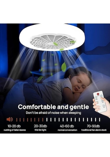 Ebitda Reedark E27 Akıllı Tavan Vantilatörü - Led, 3 Renk, Uzaktan Kumandalı, Sessiz, 230x230x110mm