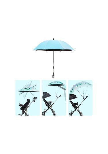 Suntek Bebek Arabası Şemsiyesi Kelepçeli Seyahat Yaz Açık Mavi Mavi