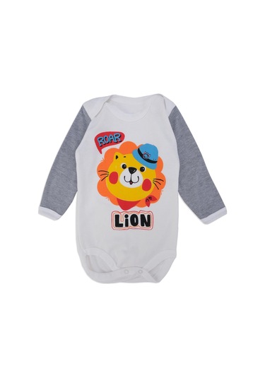 Bebelop Lion Baskılı Uzun Kollu Çıtçıtlı Zıbın 001