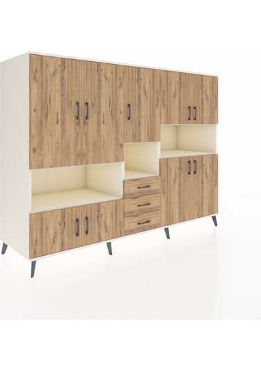 Kronos Dolap 13 Raflı 3 Çekmeceli 9 Kapaklı 220x59x163 Aytaşı-çam Aytaşı-çam