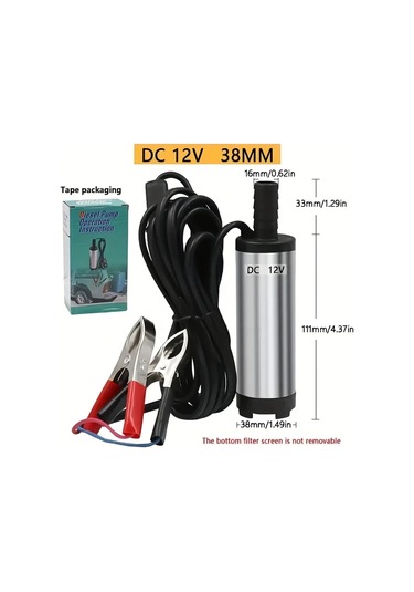 Honeybeeshop Simli Gri 12v Dc Dalgic Pompa Dizel Su Yag Transferi Icin Filtreli Paslanmaz Celik Govde