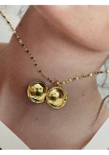 Lacivert Gökyüzü Gold Paslanmaz Çelik Kadın Kolye Modern Ve Şık Altın