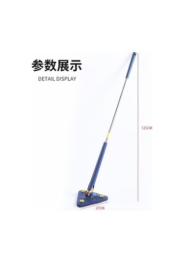 Lemestar Mavi Üçgen Mop: 360 Döner Büyük Temizleme Başlığı İle Tavan, Duvar Ve Cam Temizliği - 3 Bez İçerir