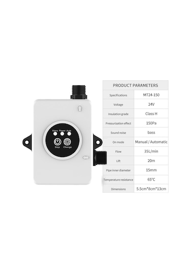 Suntek Su Basınç Arttırıcı Pompa Sessiz 35l/dak 24v Beyaz