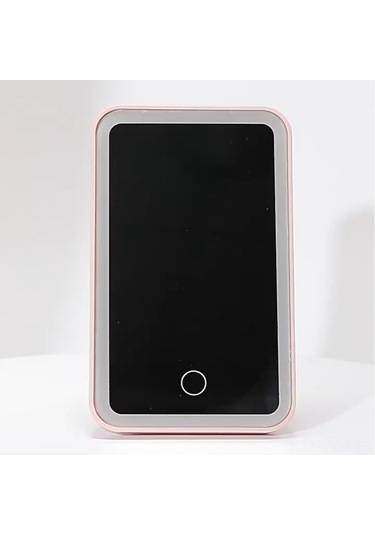 Geeksen Taşınabilir Led Aydınlatmalı Dokunmatik Makyaj Aynası - 3 Işık Modu, 360 Dönebilir, Usb Şarjlı Pembe Kırmızı