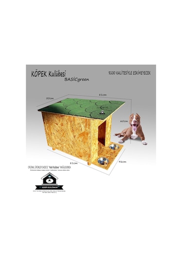 Köpek Kulübesi Basicgreen - Köpek Evi Yuvası 81 x 60 x 50 CM