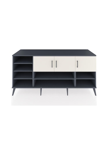 Kronos Konsol 9 Raflı 3 Kapaklı 176x59x83 Antrasit-aytaşı/çam Aytaşı/çam