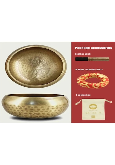 Shineyee Tibet Bakır Meditasyon Çanı - Yoga Ve Rahatlama İçin Tibet Çanı 80mm Deri Çubuk Ve Kılıf Hediyeli
