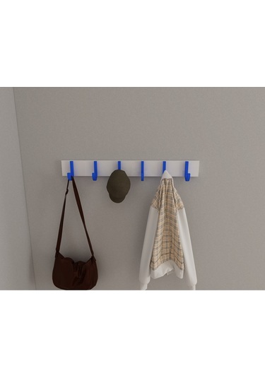 Hepsi3boyutlu Modern Duvar & Kapı Baston Askılık - 6 Adet Mavi J Askılık - Model No : 6 Mavi
