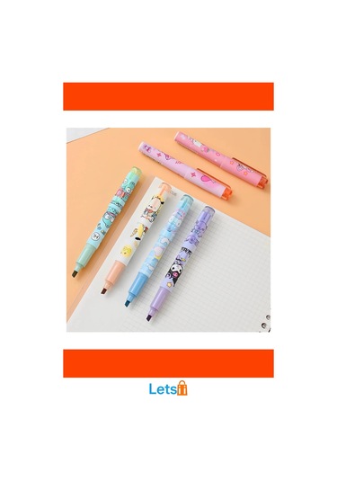 6'lı Fosforlu Kalem Seti Hello Kitty Kuromi Temalı Çok Renkli