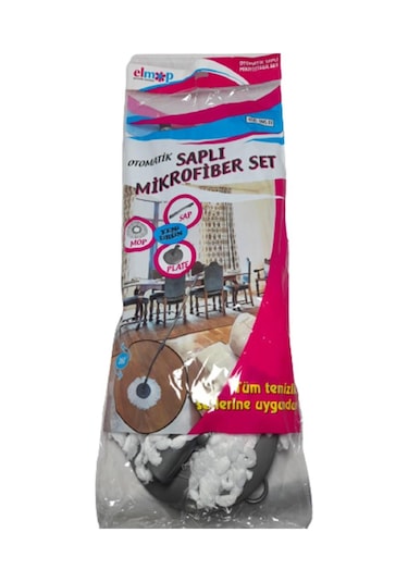 Elmop Döner Başlıklı Yedek Mop Seti - Mikrofiber Mop + Teleskobik Sap