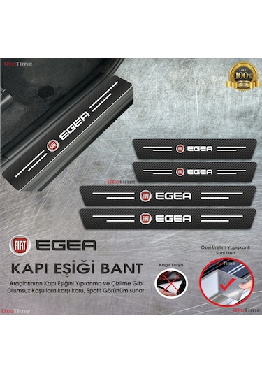 Fiat Egea Logolu Karbon Kapı Eşiği Koruyucu Suni Deri 4'lü