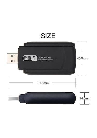 Nivego Ac1300 Mbps Usb 3.0 Adaptör Çift Anten Kablosuz Wifi Alıcı