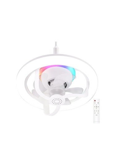 Uzaktan Kumandalı 50w Led Fan Işığı E27 Hareketli Kafa Rgb Tavan Vantilatörü Lambası Aromaterapi Renkli Yatak Odası Kısı Diğer