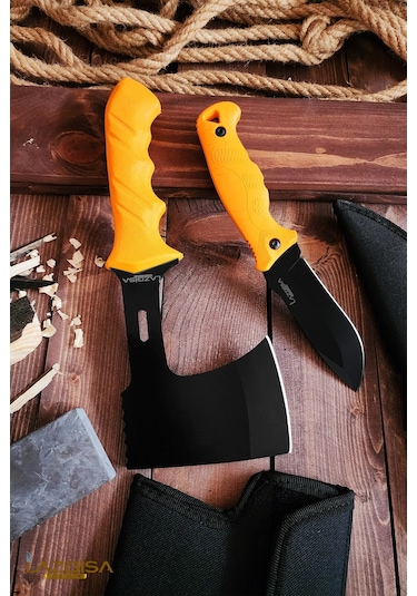 Outdoor Balta Bıçak 2li Set Kamp Baltası Bıçağı Nacak Budama Baltası